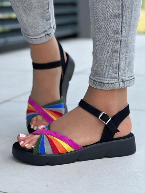 Multikolorowe sandały damskie OLEKSY polskiej produkcji