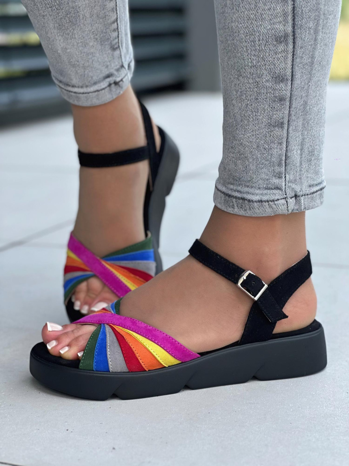 Multikolorowe sandały damskie OLEKSY polskiej produkcji
