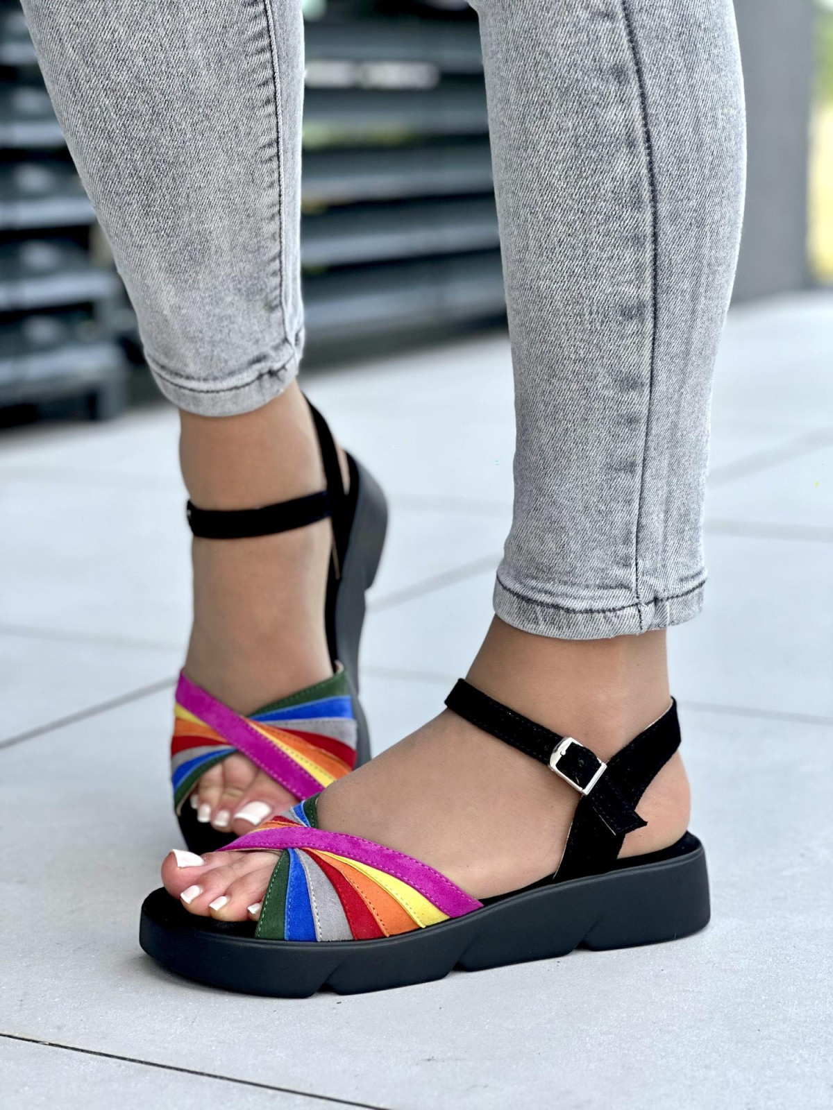 Multikolorowe sandały damskie OLEKSY polskiej produkcji