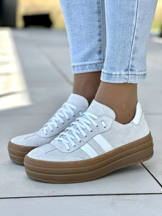 Trampki damskie skórzane OLEKSY polskiej produkcji na grubej podeszwie