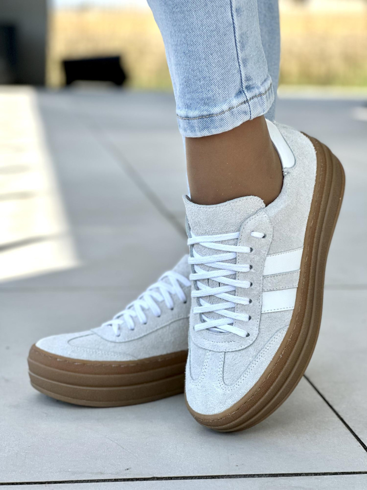 Trampki damskie skórzane OLEKSY polskiej produkcji na grubej podeszwie