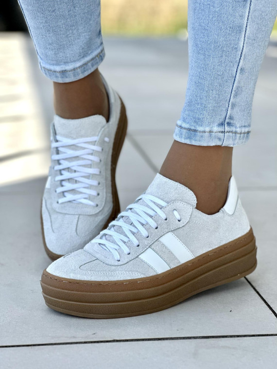 Trampki damskie skórzane OLEKSY polskiej produkcji na grubej podeszwie