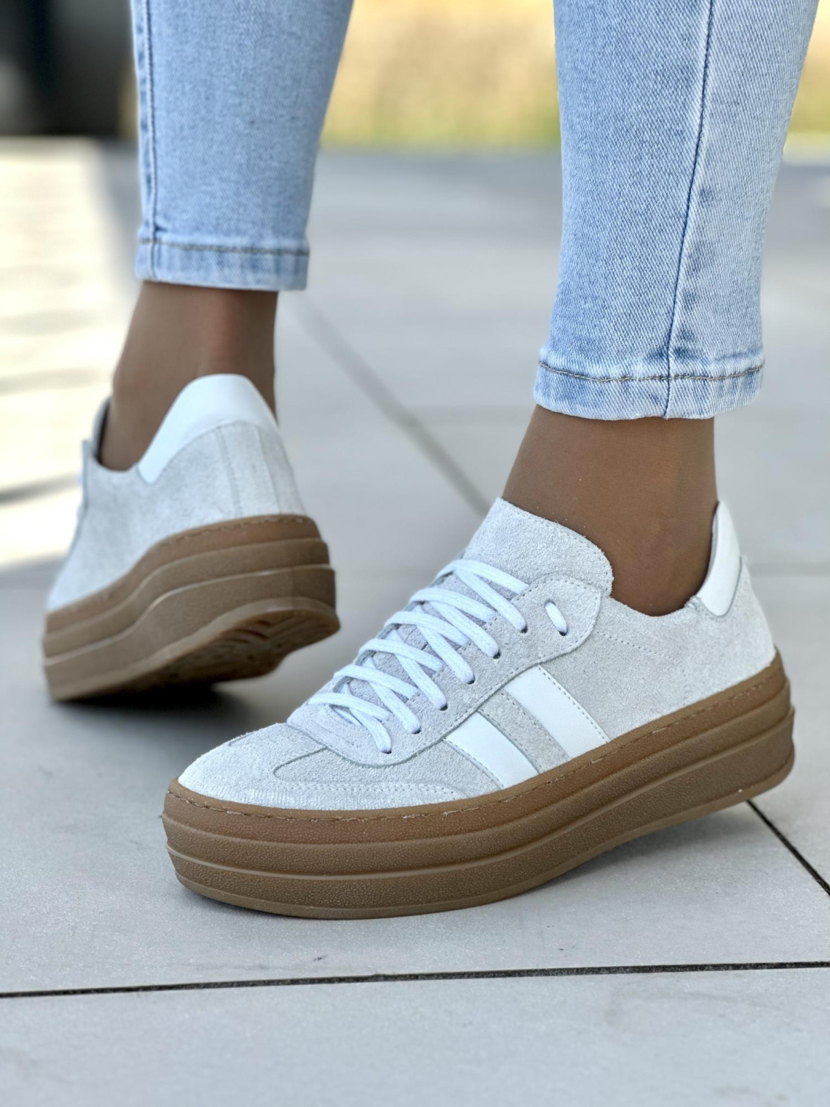 Trampki damskie skórzane OLEKSY polskiej produkcji na grubej podeszwie