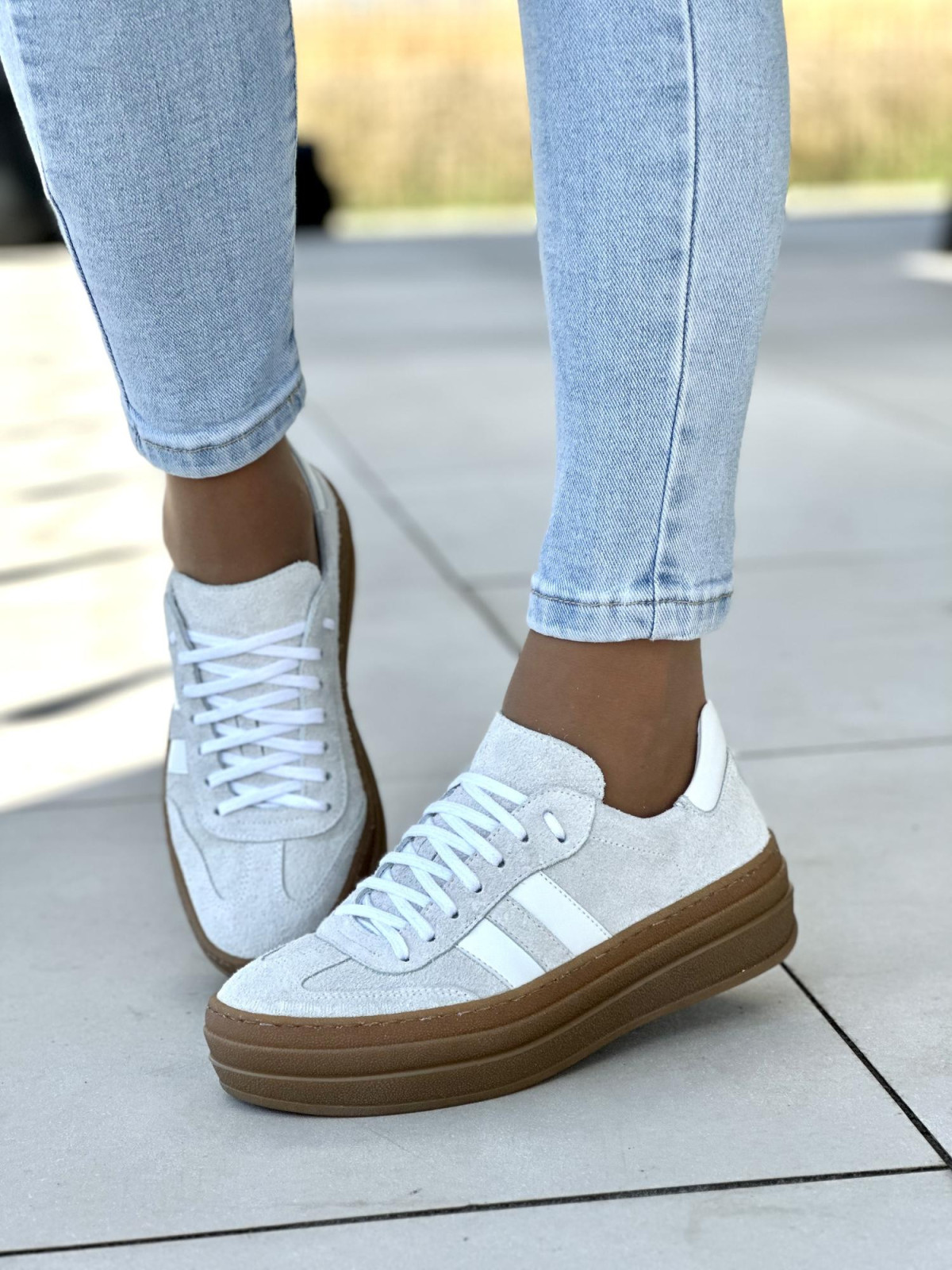 Trampki damskie skórzane OLEKSY polskiej produkcji na grubej podeszwie