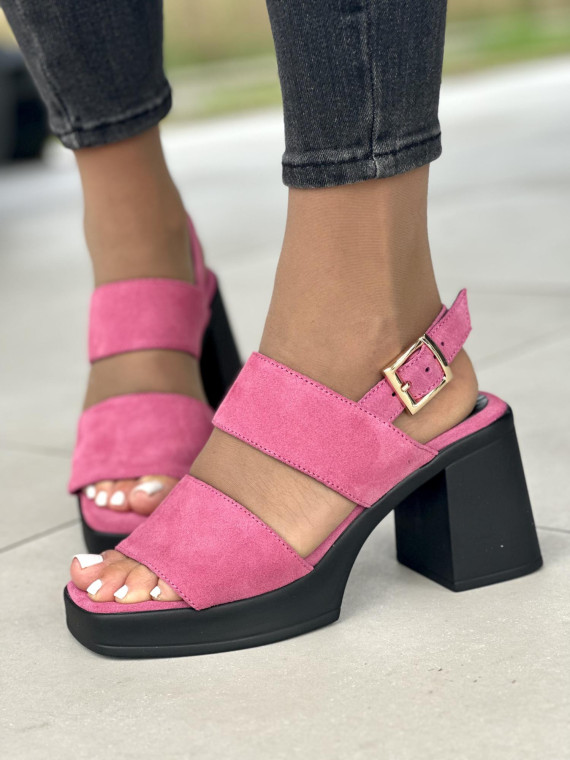 Fuksjowe sandały damskie skórzane OLEKSY polskiej produkcji