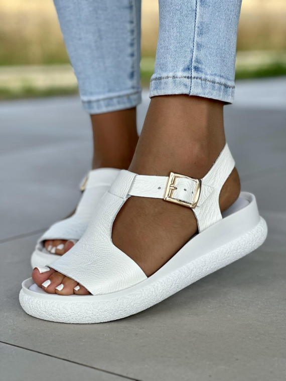 Białe sandały damskie skórzane OLEKSY polskiej produkcji