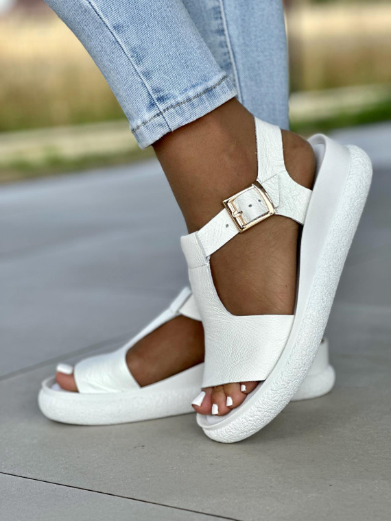 Białe sandały damskie skórzane OLEKSY polskiej produkcji