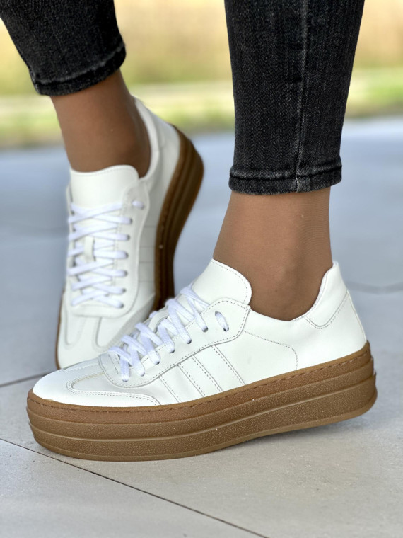 Białe trampki damskie skórzane OLEKSY polskiej produkcji