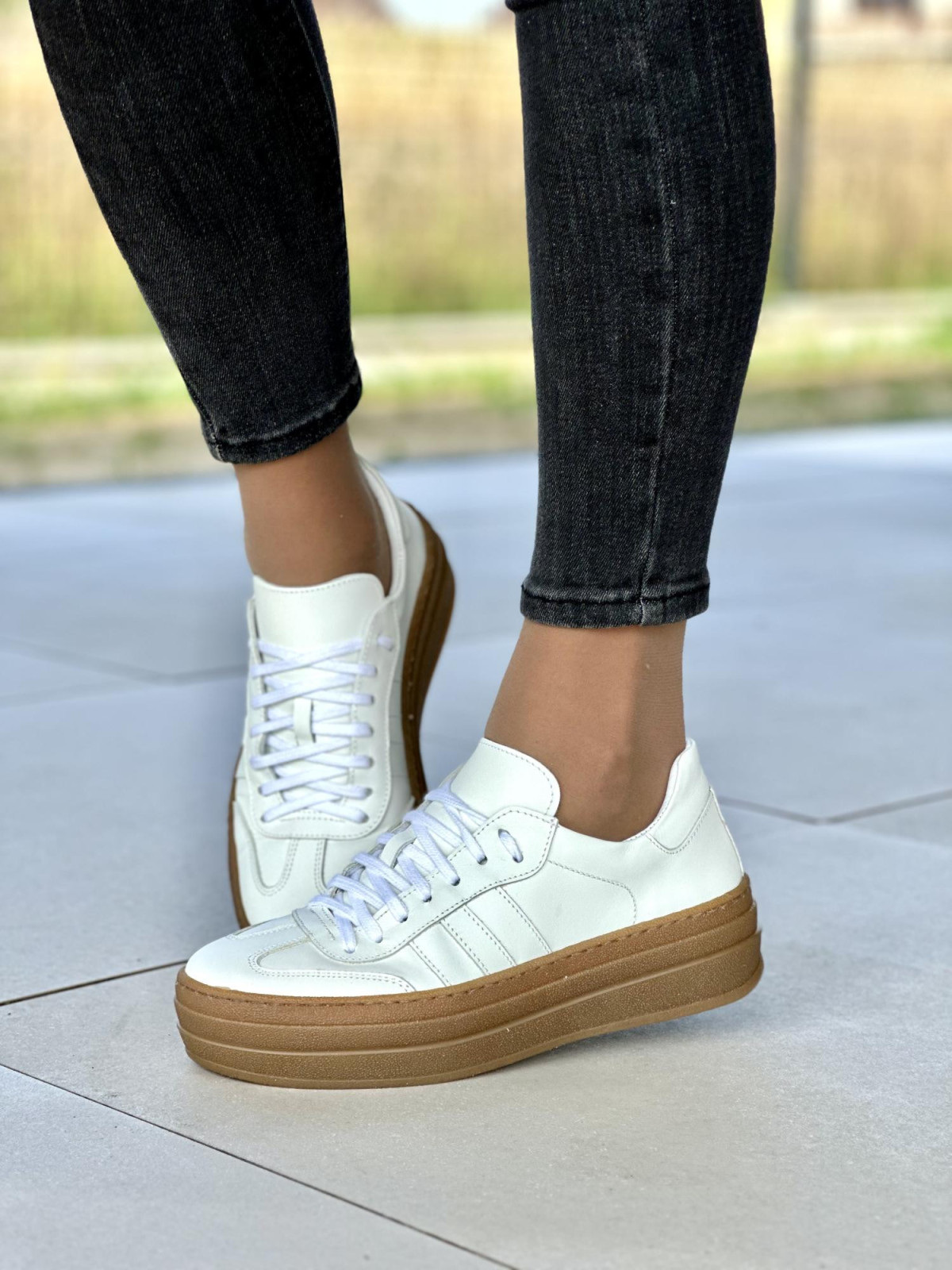 Białe trampki damskie skórzane OLEKSY polskiej produkcji