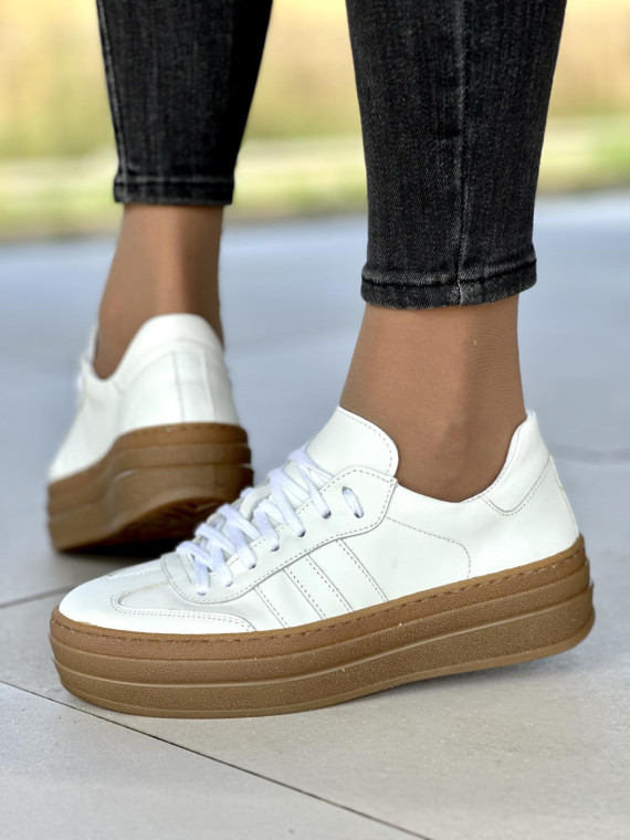 Białe trampki damskie skórzane OLEKSY polskiej produkcji