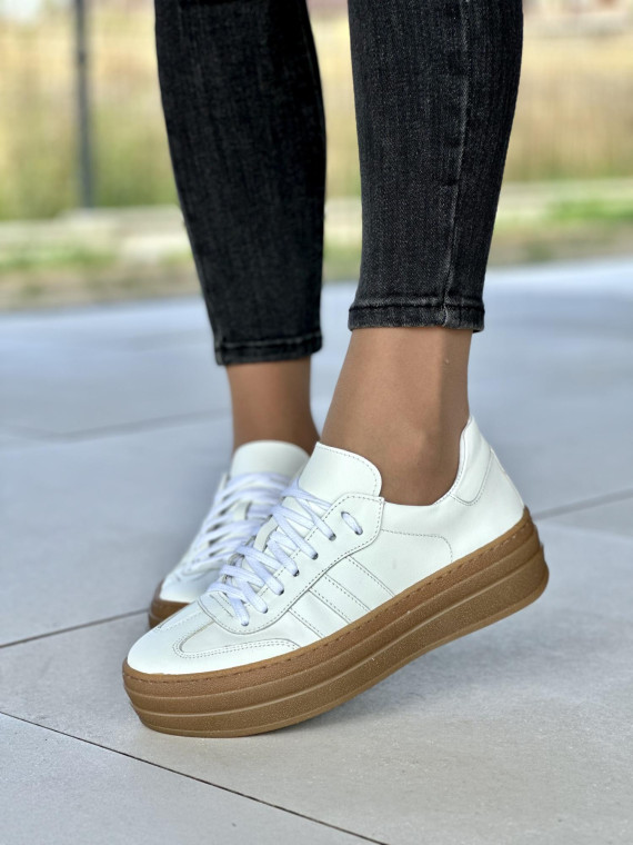 Białe trampki damskie skórzane OLEKSY polskiej produkcji