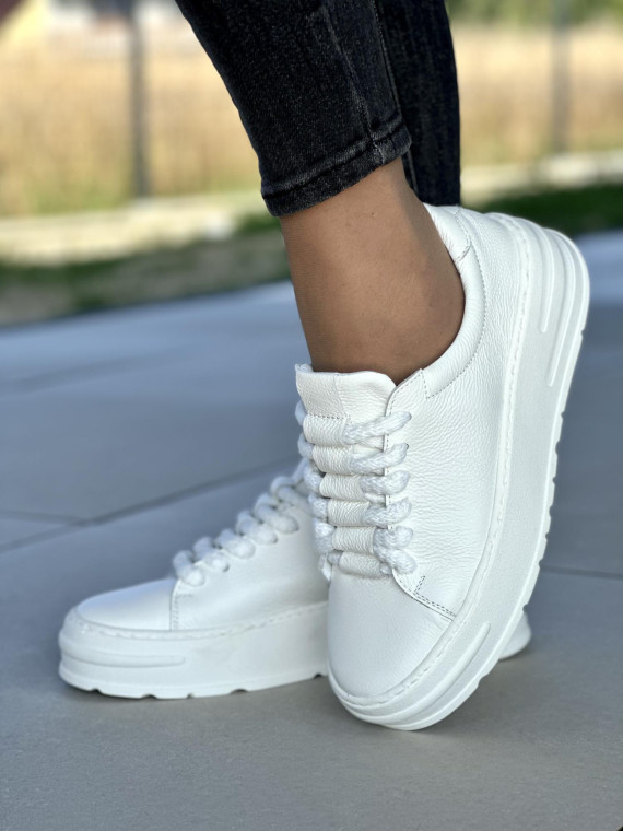 Białe trampki damskie skórzane OLEKSY polskiej produkcji