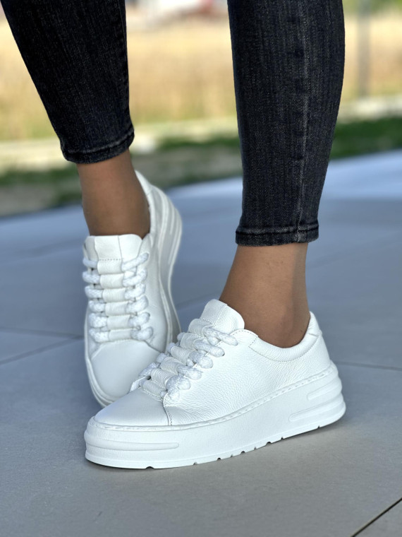 Białe trampki damskie skórzane OLEKSY polskiej produkcji