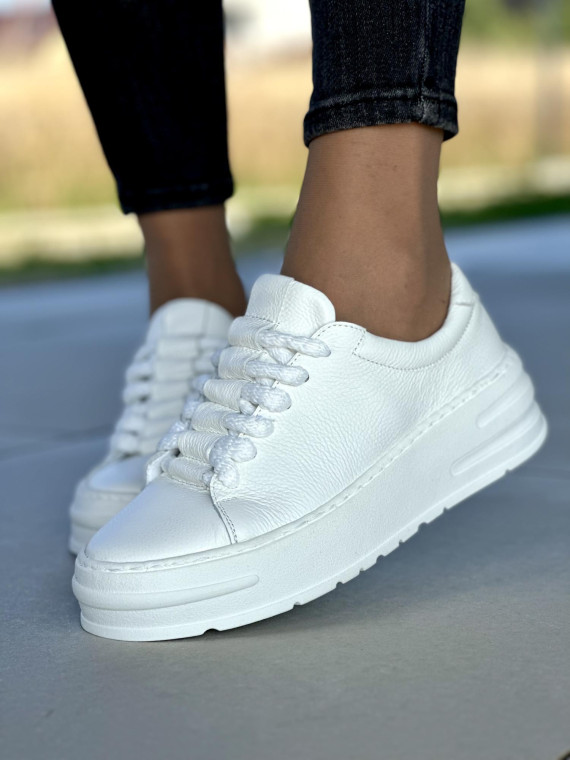 Białe trampki damskie skórzane OLEKSY polskiej produkcji