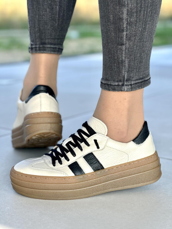 Beżowe trampki damskie skórzane OLEKSY polskiej produkcji