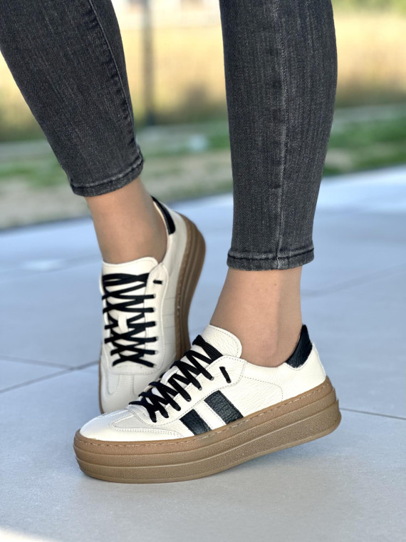 Beżowe trampki damskie skórzane OLEKSY polskiej produkcji