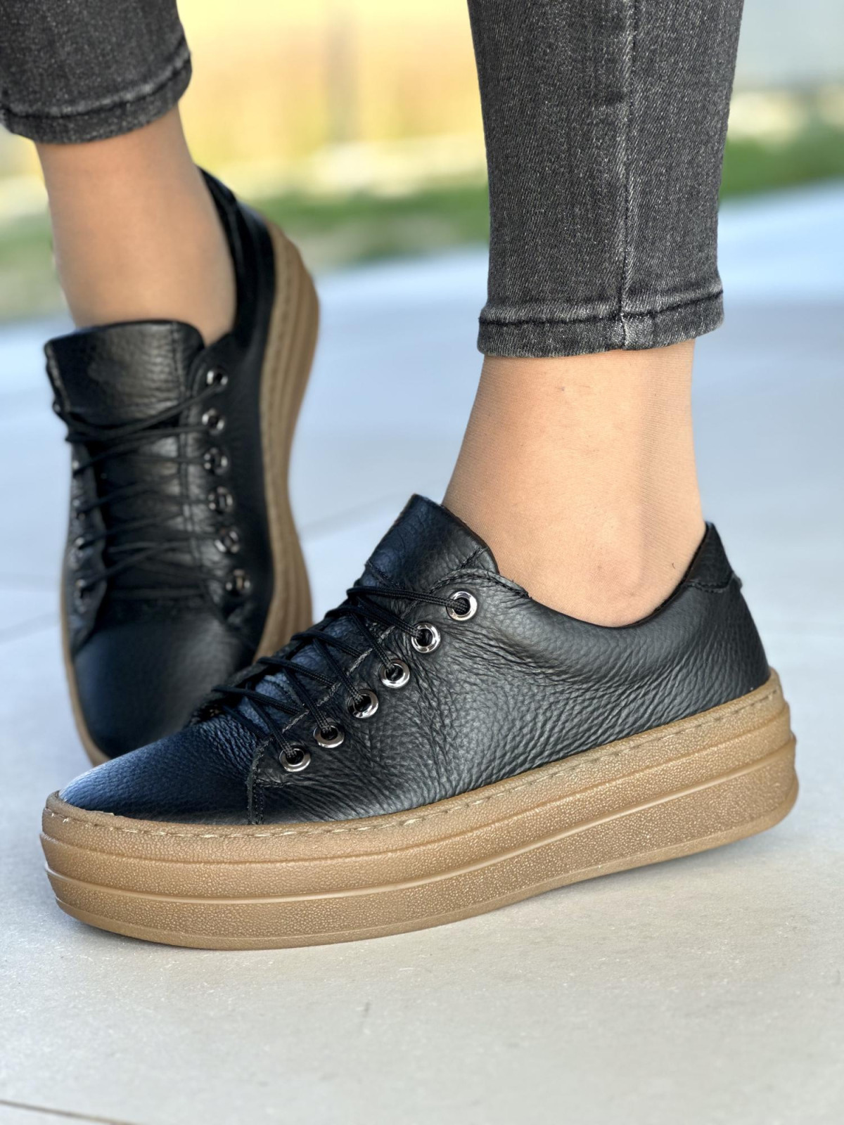 Trampki damskie skórzane OLEKSY polskiej produkcji na grubej podeszwie