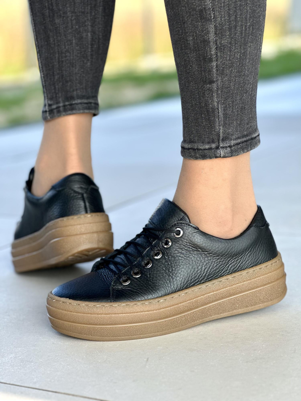 Trampki damskie skórzane OLEKSY polskiej produkcji na grubej podeszwie