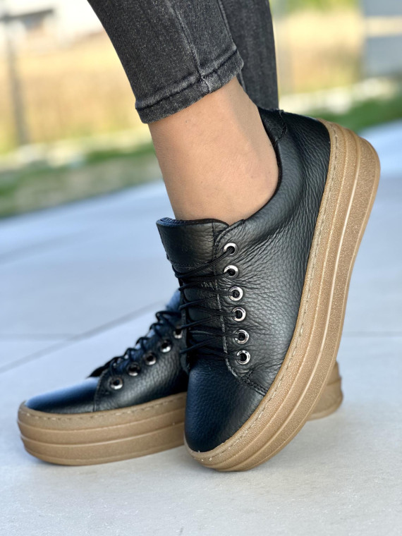 Trampki damskie skórzane OLEKSY polskiej produkcji na grubej podeszwie