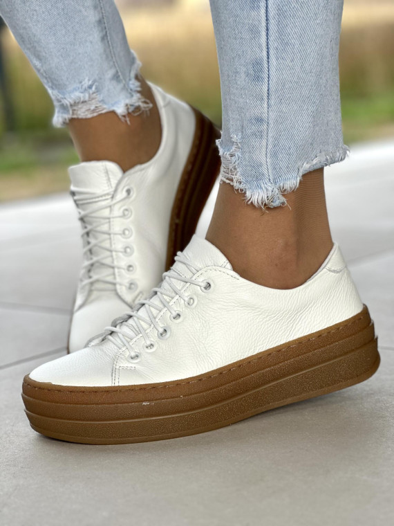 Białe trampki damskie skórzane OLEKSY polskiej produkcji