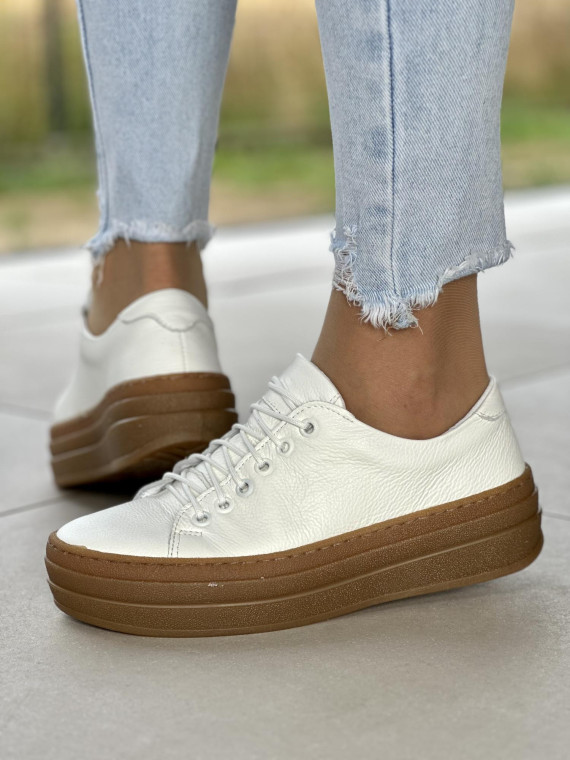 Białe trampki damskie skórzane OLEKSY polskiej produkcji