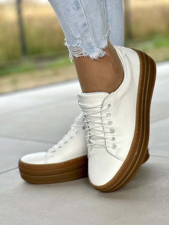 Białe trampki damskie skórzane OLEKSY polskiej produkcji