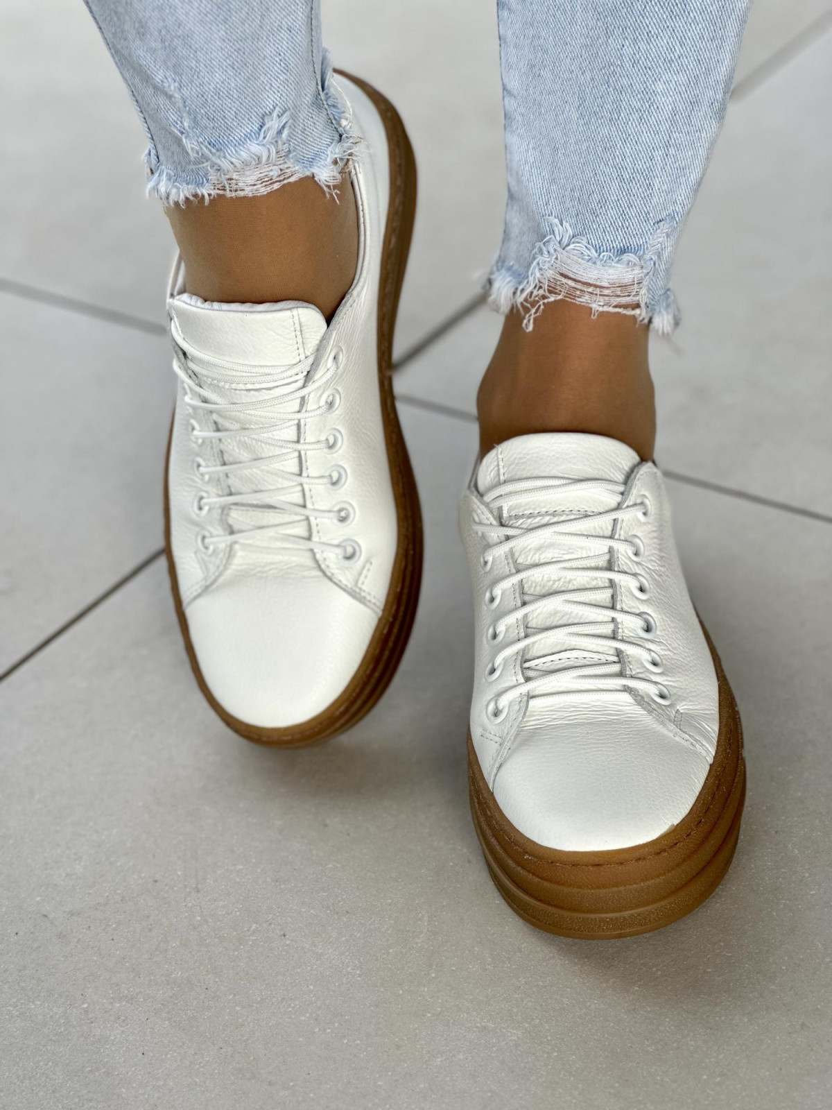 Białe trampki damskie skórzane OLEKSY polskiej produkcji