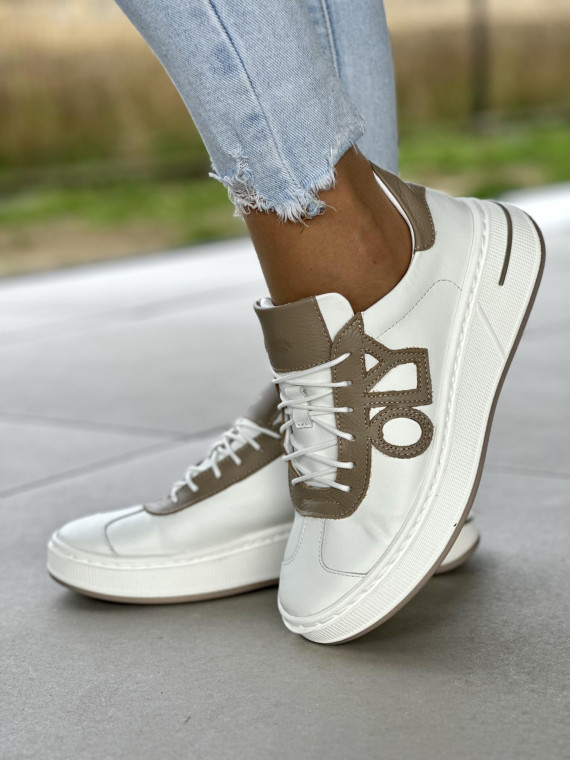 Białe sneakersy damskie OLEKSY ze skóry naturalnej polskiej produkcji