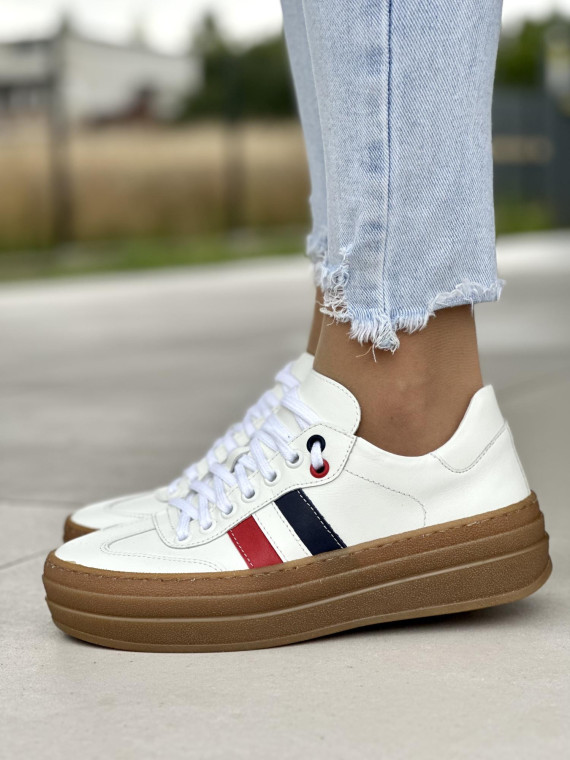 Białe trampki damskie skórzane OLEKSY polskiej produkcji