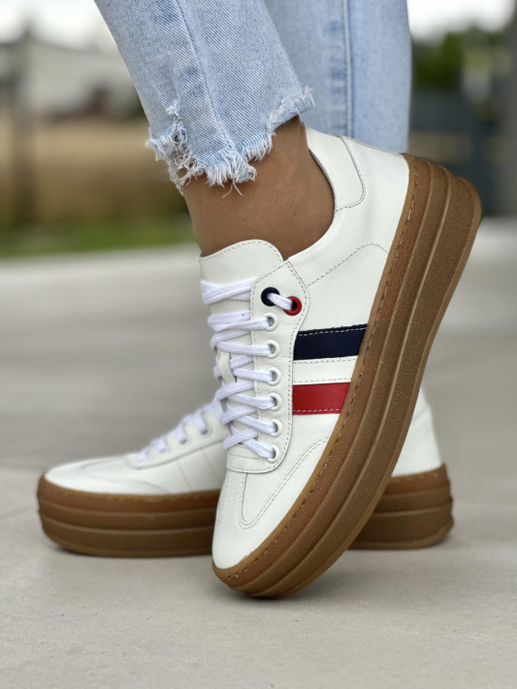 Białe trampki damskie skórzane OLEKSY polskiej produkcji