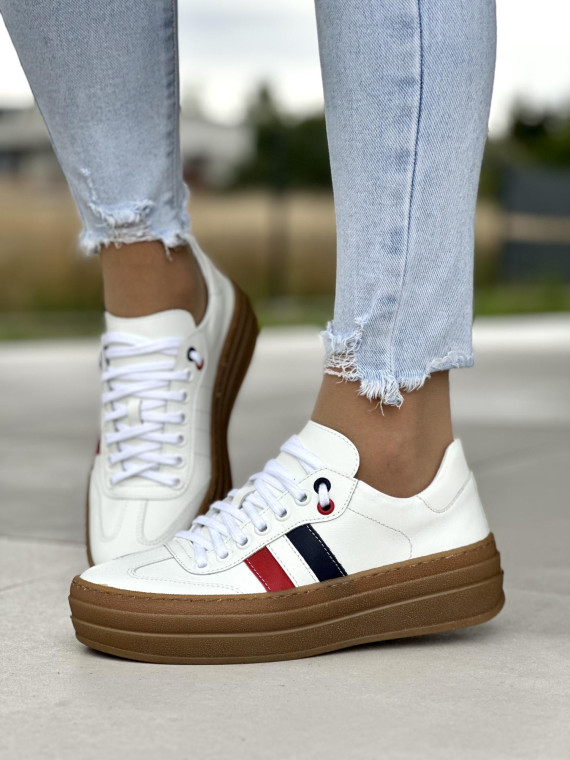 Białe trampki damskie skórzane OLEKSY polskiej produkcji