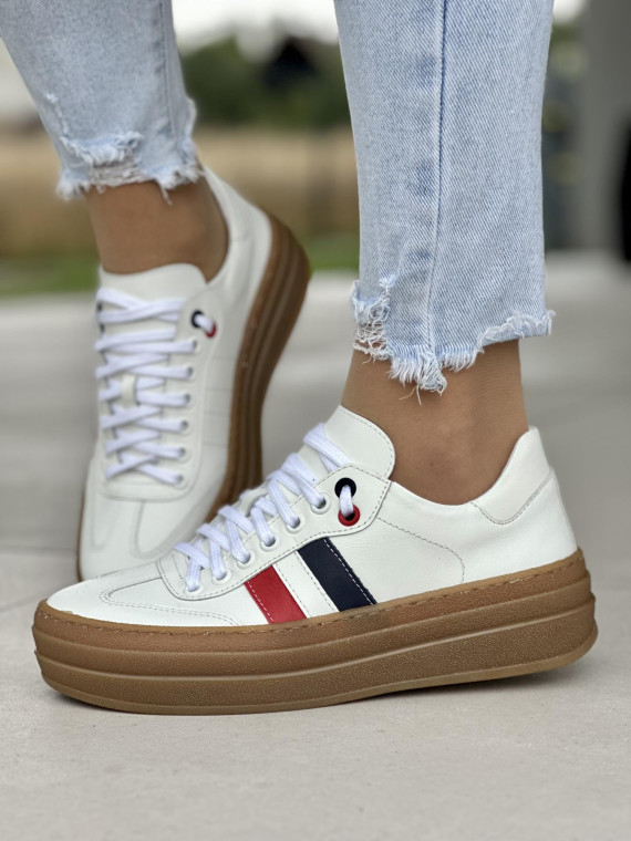 Białe trampki damskie skórzane OLEKSY polskiej produkcji