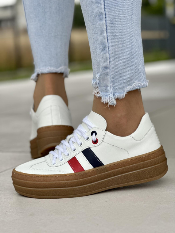 Białe trampki damskie skórzane OLEKSY polskiej produkcji