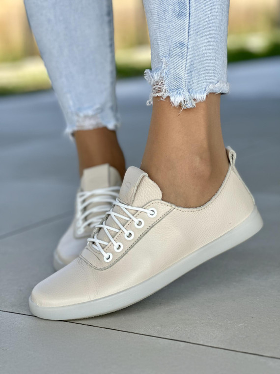 Beżowe trampki damskie skórzane OLEKSY polskiej produkcji