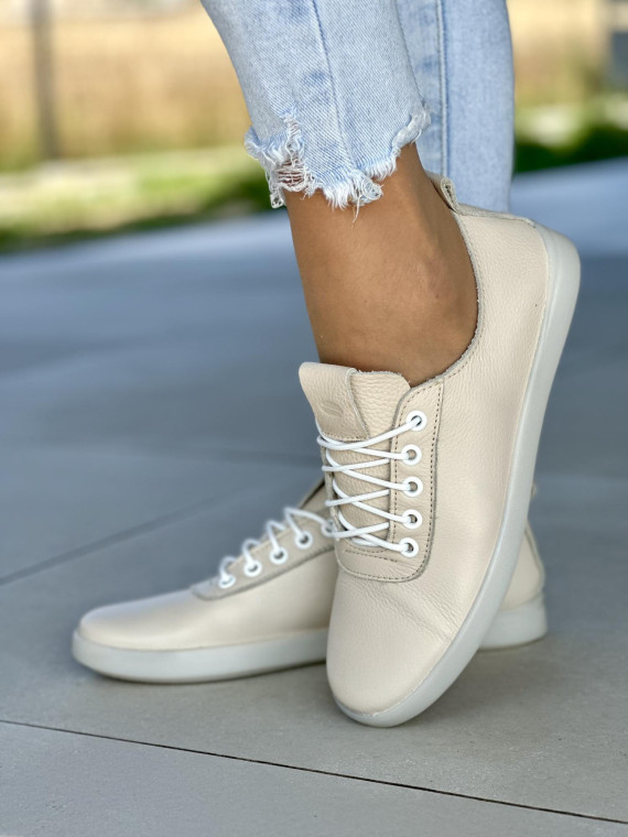 Beżowe trampki damskie skórzane OLEKSY polskiej produkcji