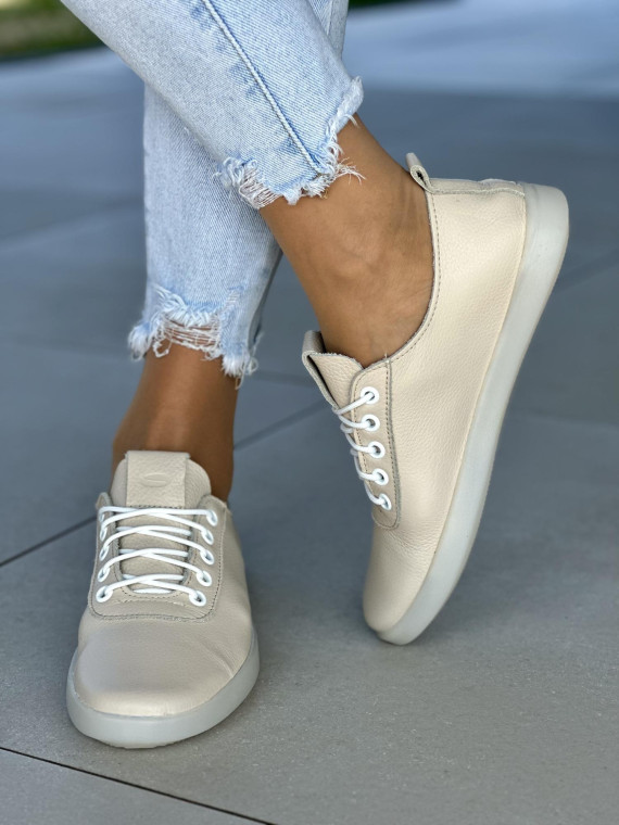 Beżowe trampki damskie skórzane OLEKSY polskiej produkcji