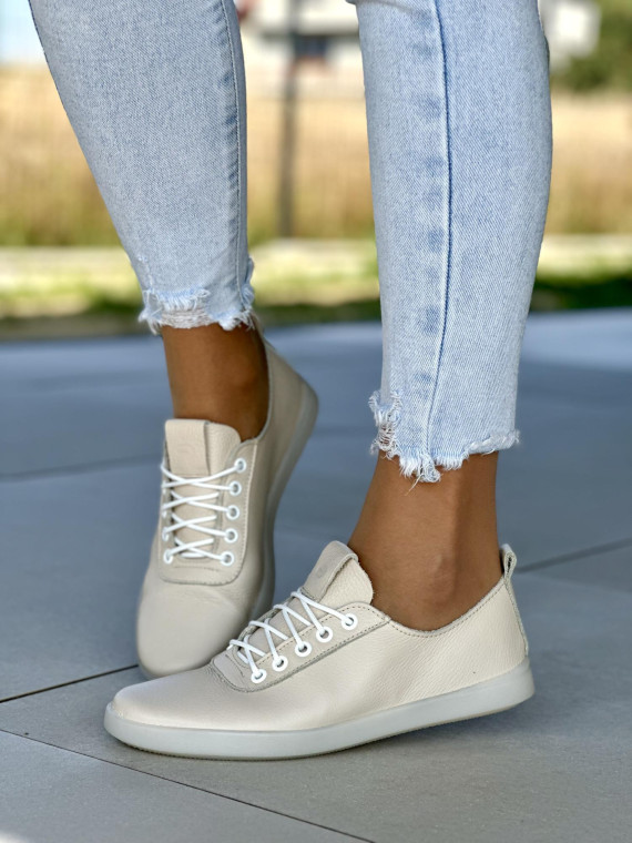 Beżowe trampki damskie skórzane OLEKSY polskiej produkcji