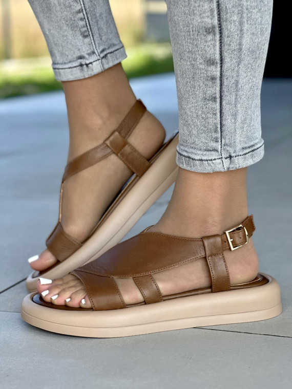 Sandały damskie skórzane OLEKSY na wygodnej podeszwie polskiej produkcji