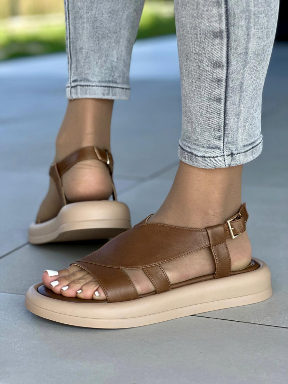 Sandały damskie skórzane OLEKSY na wygodnej podeszwie polskiej produkcji