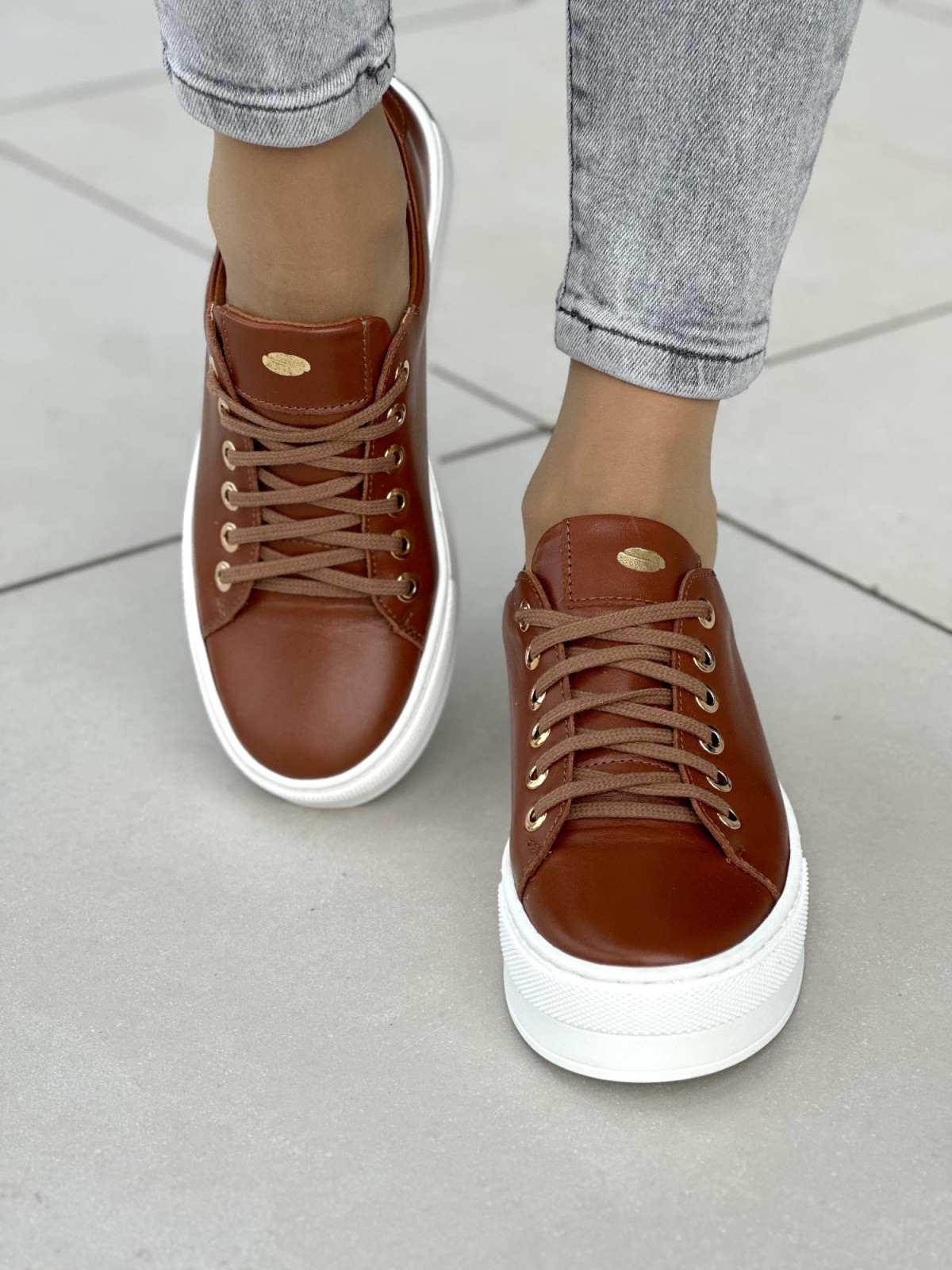 Rude trampki damskie skórzane OLEKSY polskiej produkcji na grubej podeszwie