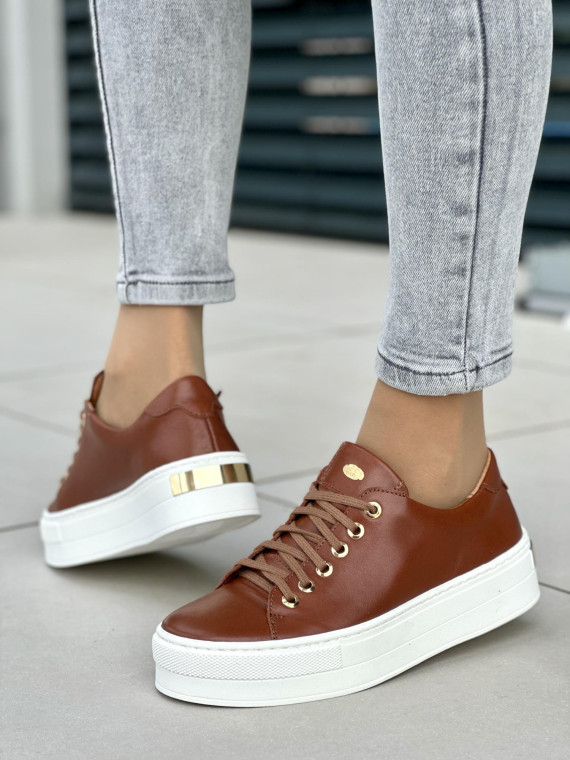 Rude trampki damskie skórzane OLEKSY polskiej produkcji na grubej podeszwie