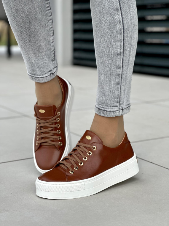 Rude trampki damskie skórzane OLEKSY polskiej produkcji na grubej podeszwie