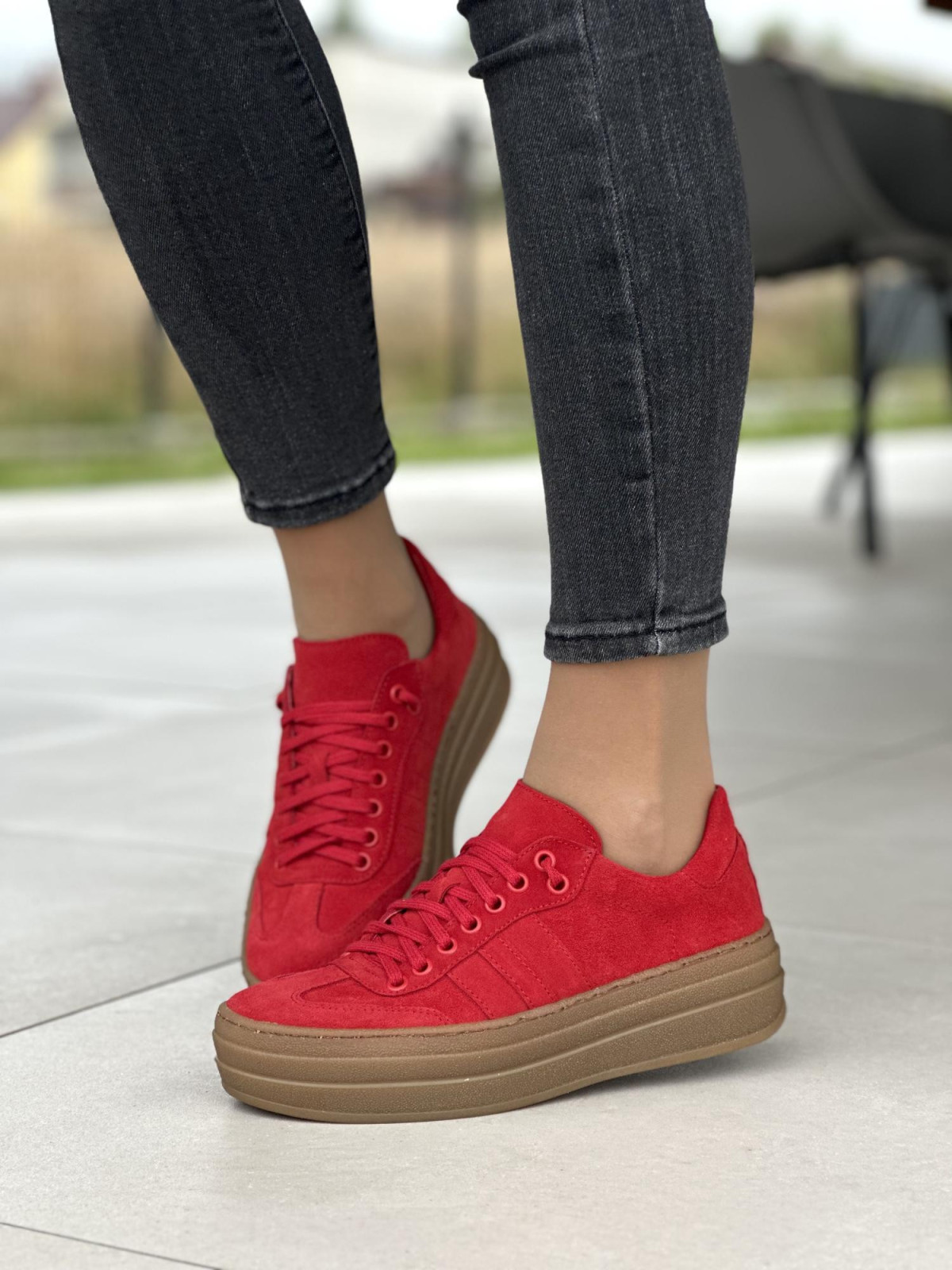 Czerwone skórzane trampki damskie OLEKSY polskiej produkcji