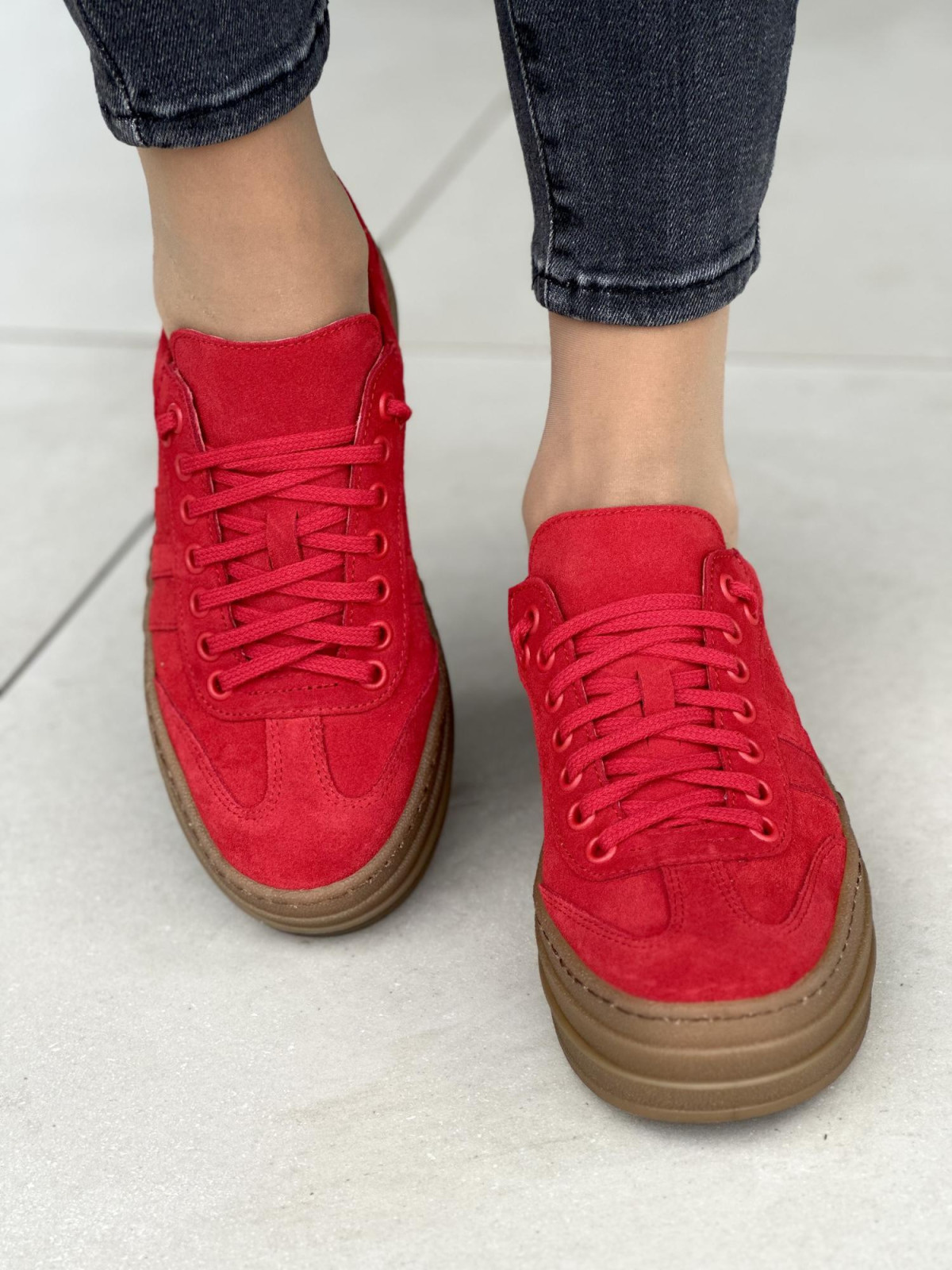 Czerwone skórzane trampki damskie OLEKSY polskiej produkcji