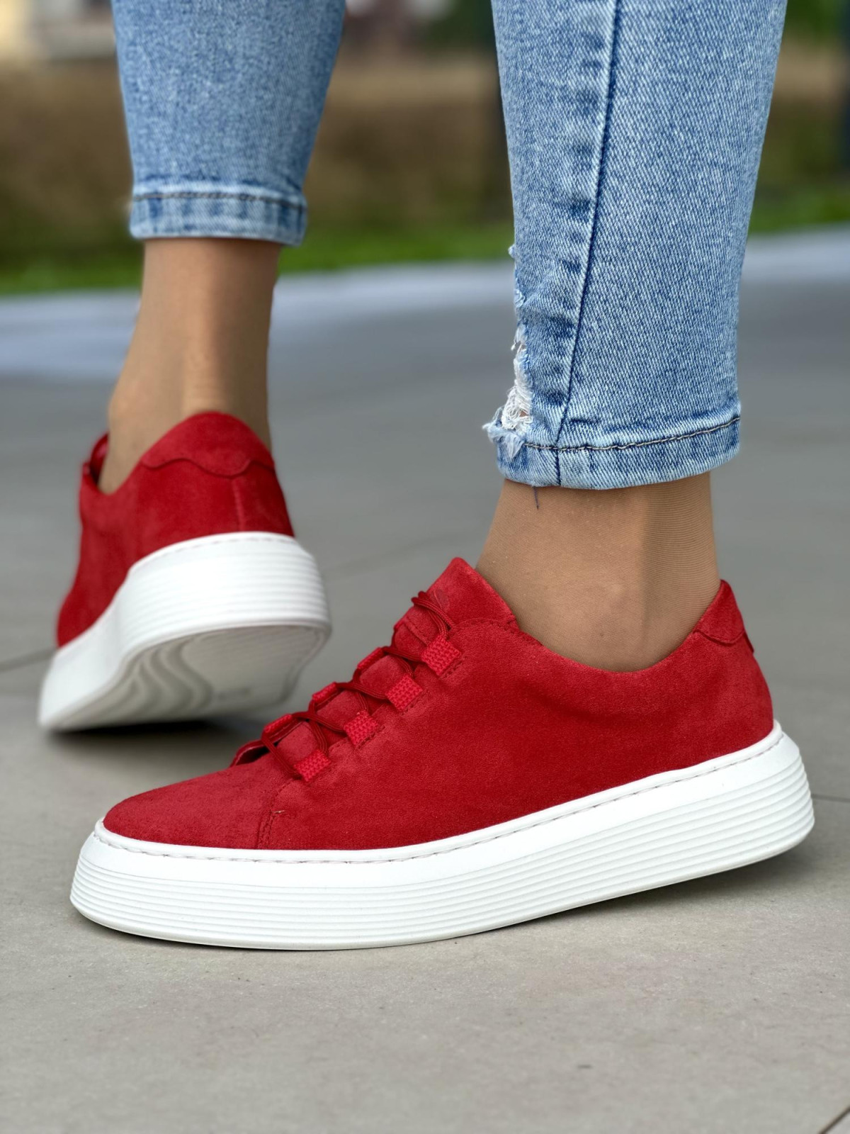 Czerwone trampki damskie skórzane OLEKSY polskiej produkcji