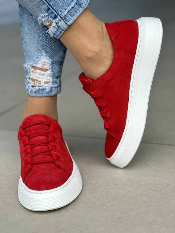 Czerwone trampki damskie skórzane OLEKSY polskiej produkcji