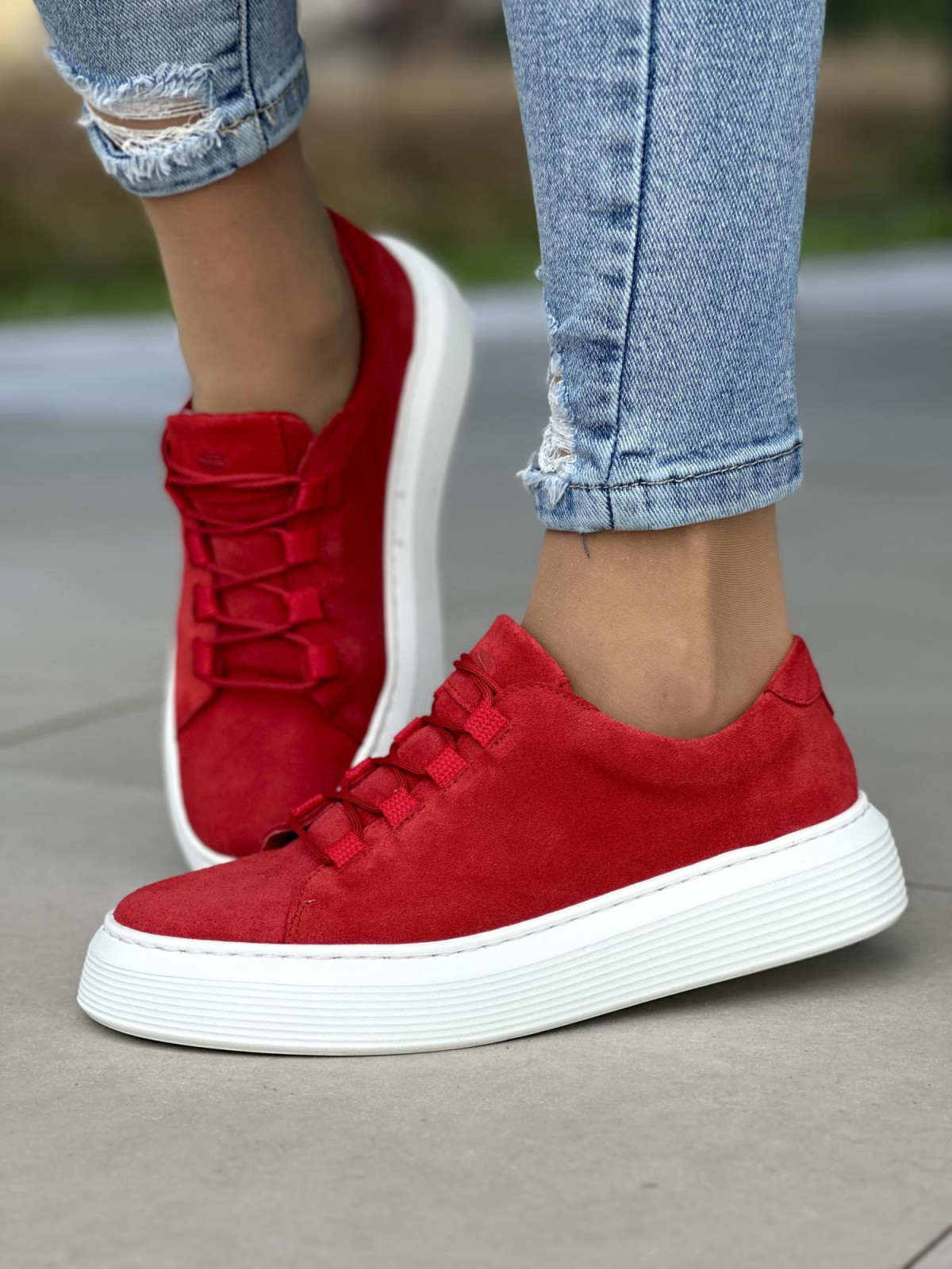 Czerwone trampki damskie skórzane OLEKSY polskiej produkcji