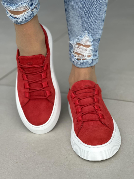 Czerwone trampki damskie skórzane OLEKSY polskiej produkcji