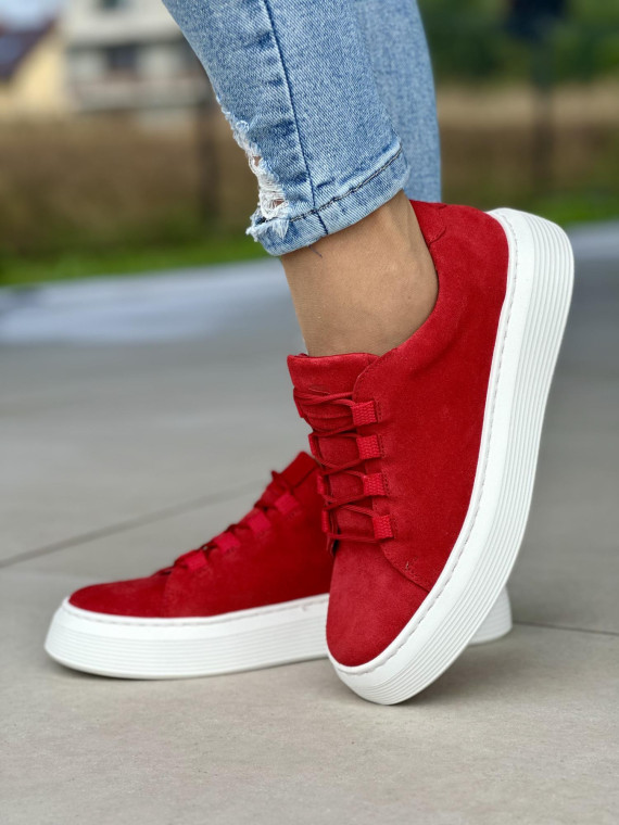 Czerwone trampki damskie skórzane OLEKSY polskiej produkcji