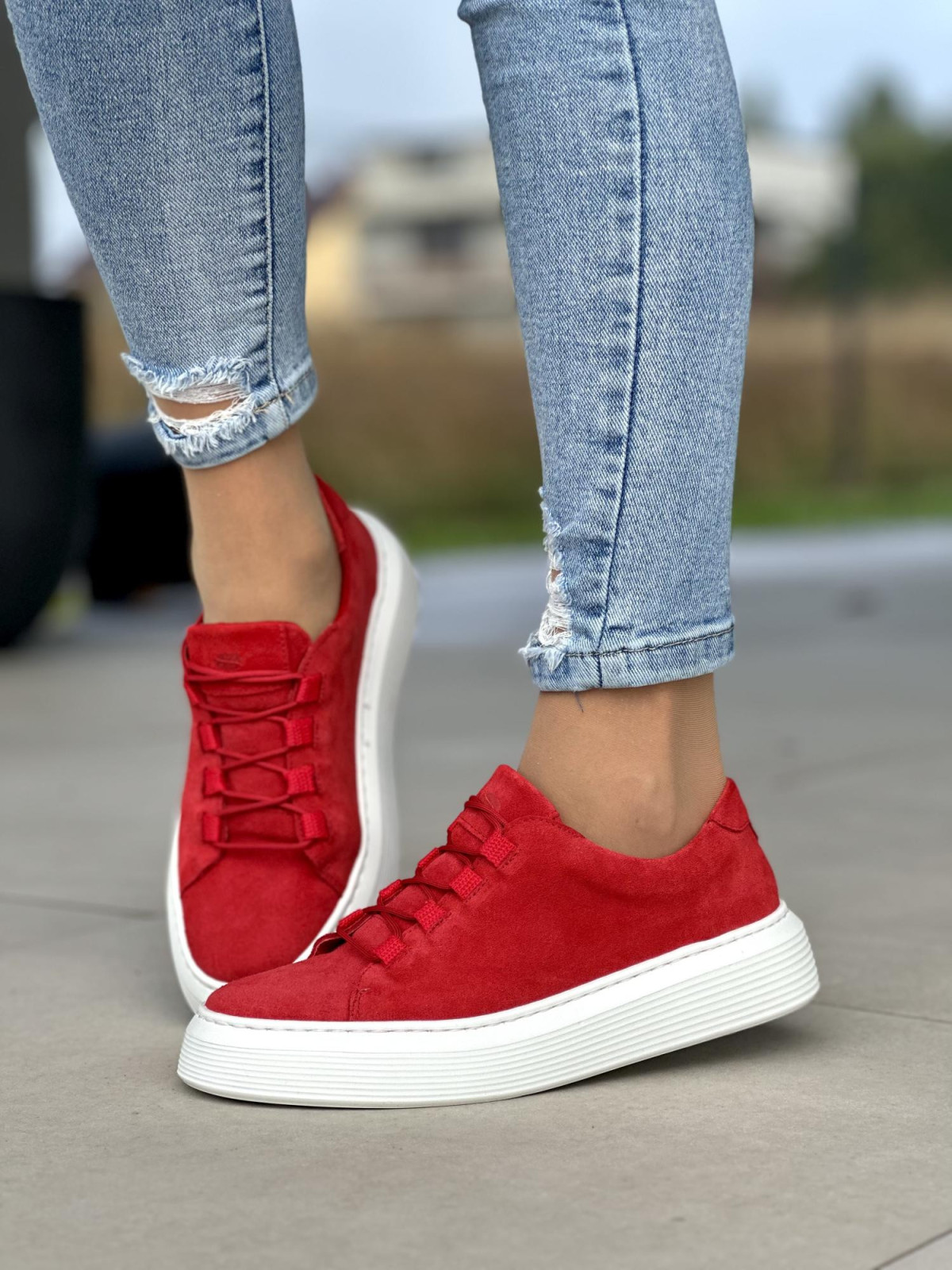 Czerwone trampki damskie skórzane OLEKSY polskiej produkcji